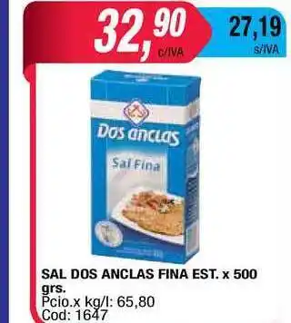 Maxiconsumo Dos Anclas Sal Fina Est. x 500grs oferta