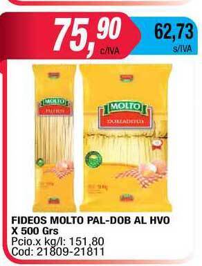 Maxiconsumo Fideos Molto Pal-dob Al Hvo x 500grs oferta