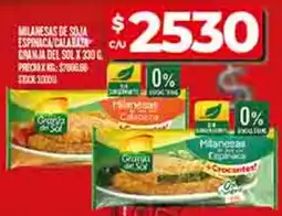 Supermercados DIA Milanesas de soja espinaca calabar granja del sol oferta