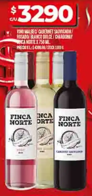 Supermercados DIA Finca norte vino malbec cabernet sauvignon rosado blanco dulce/chardomay oferta