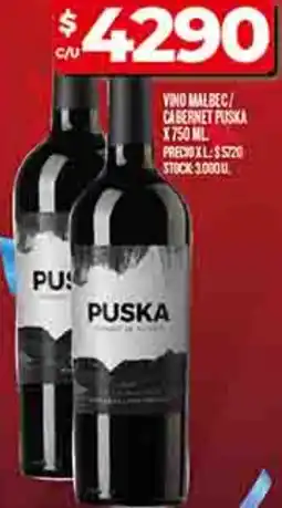 Supermercados DIA Puska vino malbec/ cabernet oferta