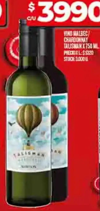 Supermercados DIA Talisman vino malbec chardonnay oferta