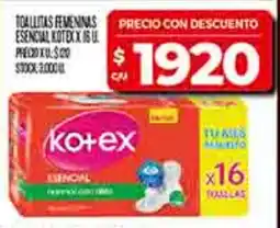 Supermercados DIA kotex toallas femeninas esencial oferta