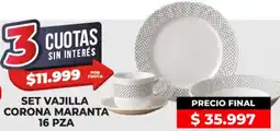 Supermayorista Vital Set vajilla corona maranta oferta