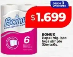 Supermayorista Vital Bonux papel hig, bco hoja simple oferta