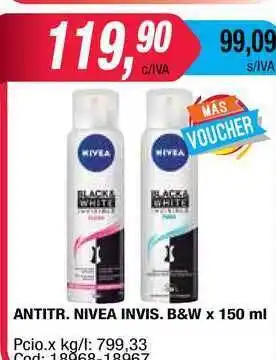 Maxiconsumo Antitr. Nivea Invis. B&w x 150ml oferta