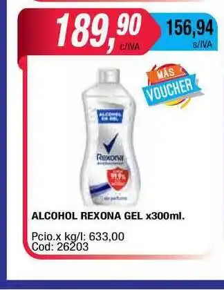 Maxiconsumo Rexona Gel Alcohol x300ml oferta