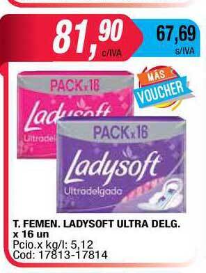 Maxiconsumo Ladysoft T. Femen. Ultra Delg. x 16un oferta