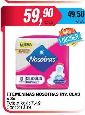 Maxiconsumo Nosotras T. Femeninas Inv. Clas x 8u oferta