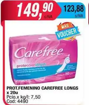 Maxiconsumo Carefree Longs Prot. Femenino x 20u oferta