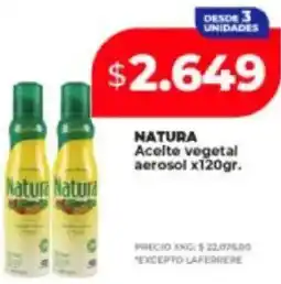 Supermayorista Vital Natura aceite vegetal aerosol oferta