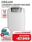 Naldo Lombardi Drean lavarropa concept + toallas de regalo oferta