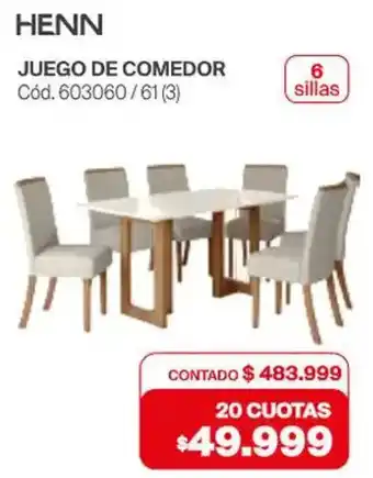 Naldo Lombardi Henn juego de comedor oferta