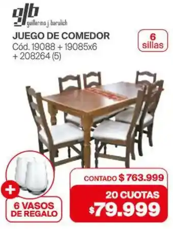 Naldo Lombardi Juego de comedor + 6 vasos de regalo oferta
