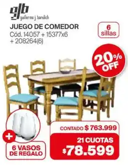 Naldo Lombardi Glb juego de comedor + 6 vasos de regalo oferta