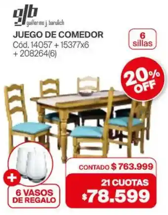 Naldo Lombardi Glb juego de comedor + 6 vasos de regalo oferta