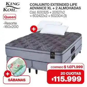 Naldo Lombardi King koil conjunto extended life advance xl + 2 almohadas oferta