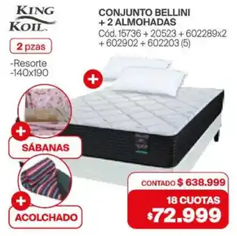 Naldo Lombardi King koil conjunto bellini +2 almohadas oferta