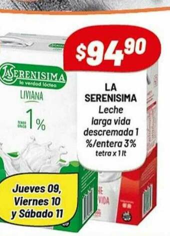 Almacor La Serenisima Leche Larga Vida Descremada 1% Entera 3% oferta