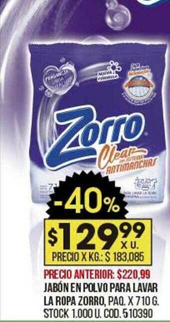 Coto Jabón En Polvo Para Lavar La Ropa Zorro oferta