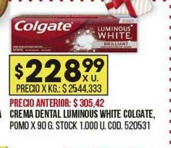 Coto Crema Dental Luminous White Colgate Pomo oferta