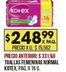 Coto Toallas Femeninas Normal Kotex oferta