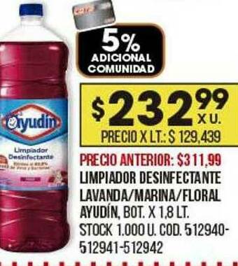 Coto Limpiador Desinfectante Lavanda Marina Floral Ayudín oferta