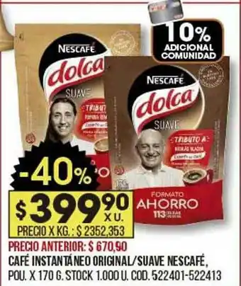 Coto Café Instantáneo Original Suave Nescafé oferta