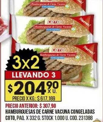 Coto Hamburguesas De Carne Vacuna Congeladas Coto oferta