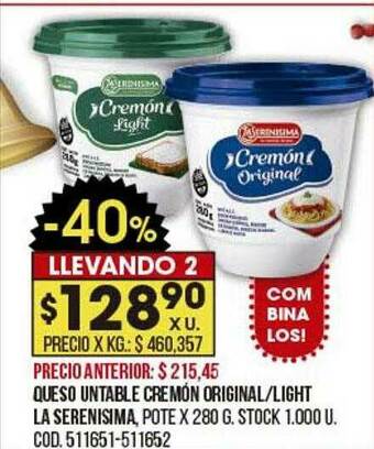 Coto Queso Untable Cremón Original Light La Serenisima oferta