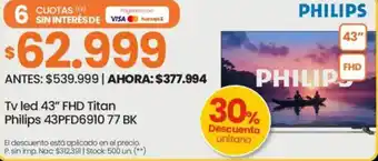Changomas Philip tv led 43" oferta