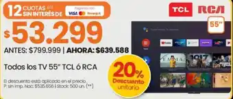 Changomas Tcl ó rca todos los tv 55" oferta