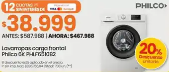 Changomas Philco lavarropas carga frontal oferta