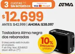 Changomas Atma tostadora atma negra dos rebanadas oferta