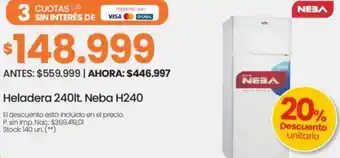 Changomas Neba heladera H240 oferta