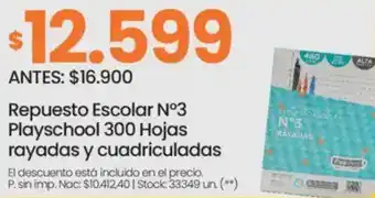Changomas Repuesto escolar n°3 playschool oferta