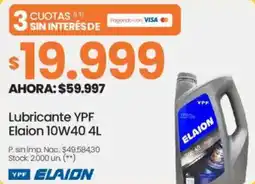 Changomas Lubricante YPF Elaion 10W40 4L oferta