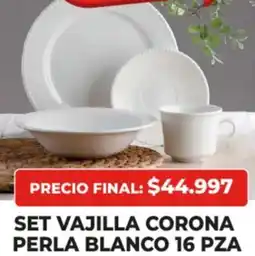 Supermayorista Vital Set vajilla corona perla blanco 16 pza oferta