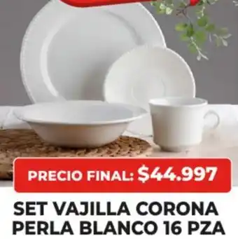 Supermayorista Vital Set vajilla corona perla blanco 16 pza oferta