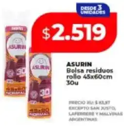Supermayorista Vital Asurin bolsa residuos rollo oferta