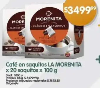 Supermercados Buenos Días La morenita café en saquitos oferta