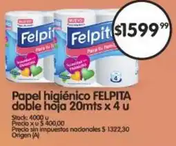 Supermercados Buenos Días Felpita papel higiénico doble hoja oferta