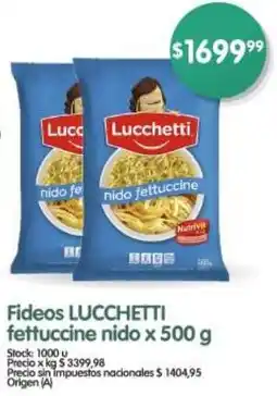 Supermercados Buenos Días Lucchetti fideos fettuccine nido oferta