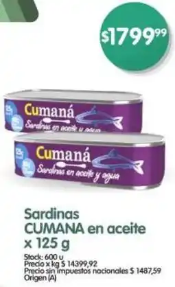 Supermercados Buenos Días Cumana sardinas en aceite oferta