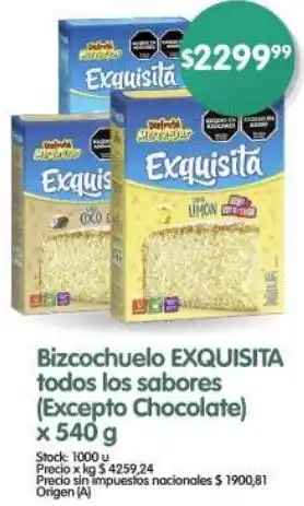 Supermercados Buenos Días Exquisita bizcochuelo todos los sabores oferta