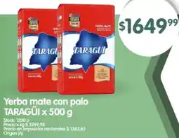Supermercados Buenos Días Taragüi yerba mate con palo oferta
