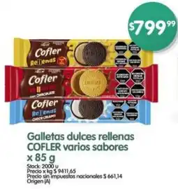Supermercados Buenos Días Cofler galletas dulces rellenas varios sabores oferta