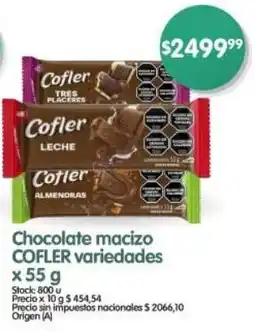 Supermercados Buenos Días Cofler chocolate macizo variedades oferta
