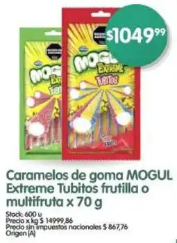 Supermercados Buenos Días mogul caramelos de goma extreme tubitos frutilla o multifruta oferta
