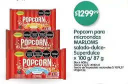 Supermercados Buenos Días Marloms popcorn para microondas salado-dulce- oferta